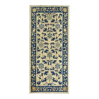 Ivory Blue Chinese 20th Century Throw Rug - 3' x 5'10" For Sale