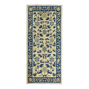 Ivory Blue Chinese 20th Century Throw Rug