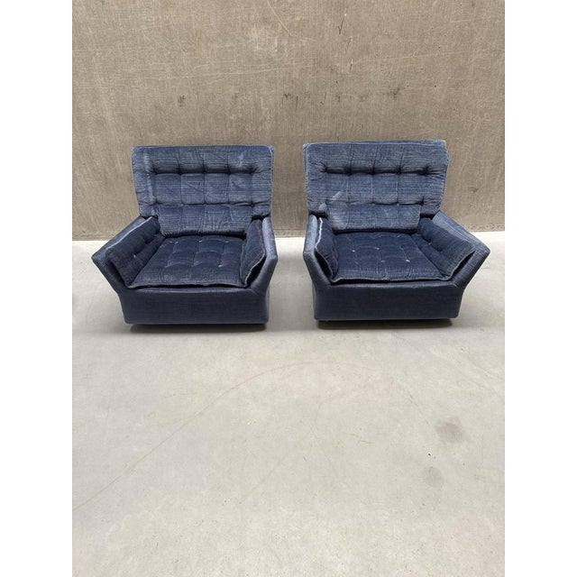 Vintage Space Age Blue Lounge Chairs On Wheels, 1970s, Set of 2 For Sale - Image 4 of 9