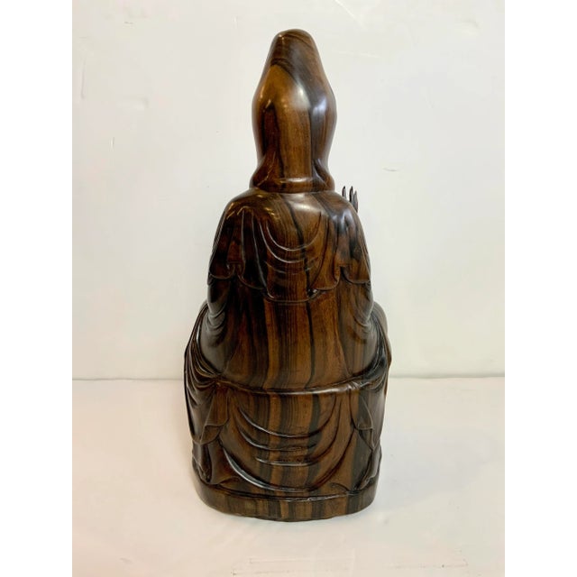 1950s Carved Rosewood Quan Yin Statue For Sale - Image 4 of 7
