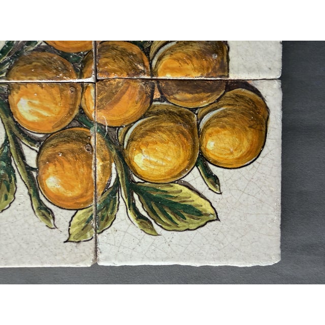 Tiles 14 x 14 x 1.5 cm. Set 28 x 28 cm. Panel of four hand-painted tiles on tin-glazed tile, probably made by the Cerámica...