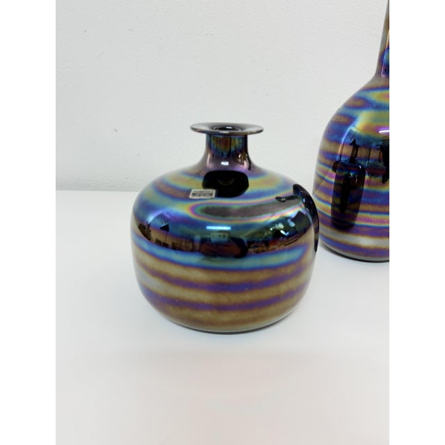 Mid-Century Modern Iridescent Murano Glass Vases by Nason & Moretti, 1960, Set of 2 For Sale - Image 3 of 11