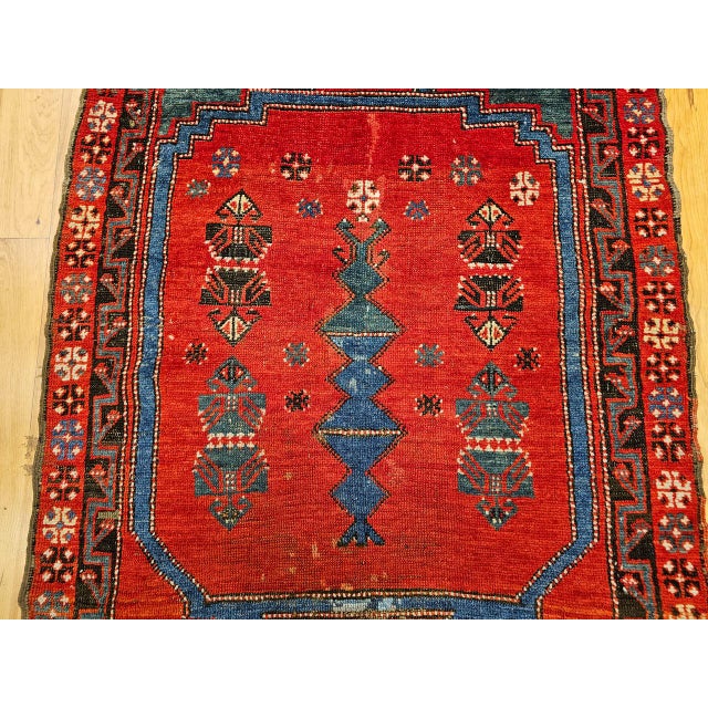 19th Century Handwoven Anatolian Village Rug. Handwoven Prayer Design, 3' x 5' For Sale - Image 12 of 18