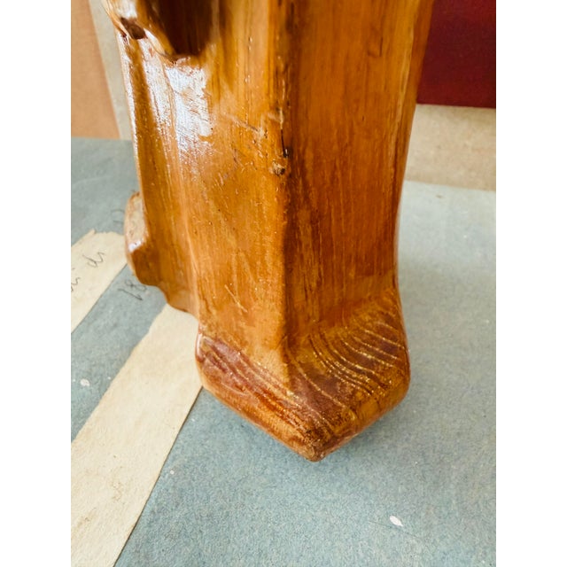 Vintage Hand Carved Wooden Scholar Figure Asian Decorative Sculpture Mid Century For Sale - Image 11 of 12