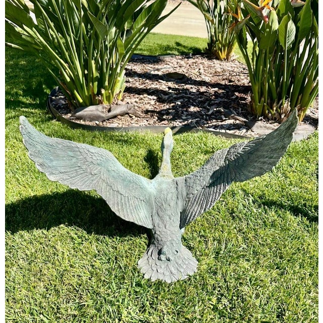 1920s Pair of Large Japanese Bronze Garden Duck Sculptures – Verdigris Patina, Life-Size Waterfowl Statues For Sale - Image 17 of 18
