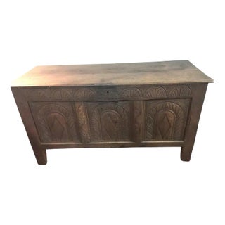 18th Century English Oak Carved Blanket Chest or Coffer For Sale