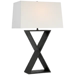 Chapman & Myers for Visual Comfort Signature Denali Medium Table Lamp in Aged Iron with Linen Shade