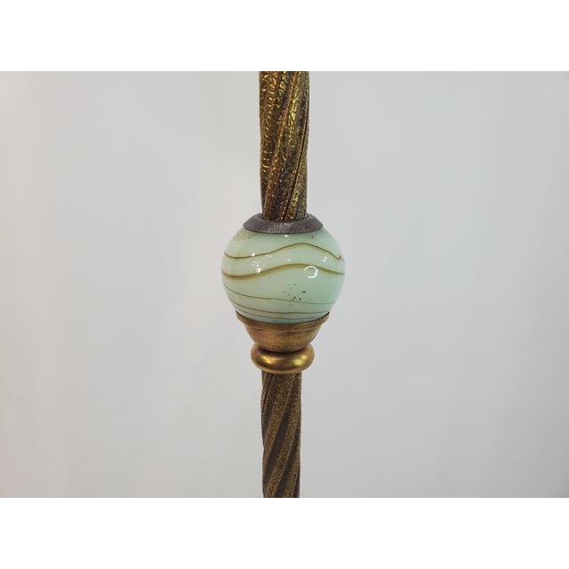 Antique Art Deco Uranium Slag Glass Bridge Arm Floor Lamp - 1920s For Sale In Austin - Image 6 of 13