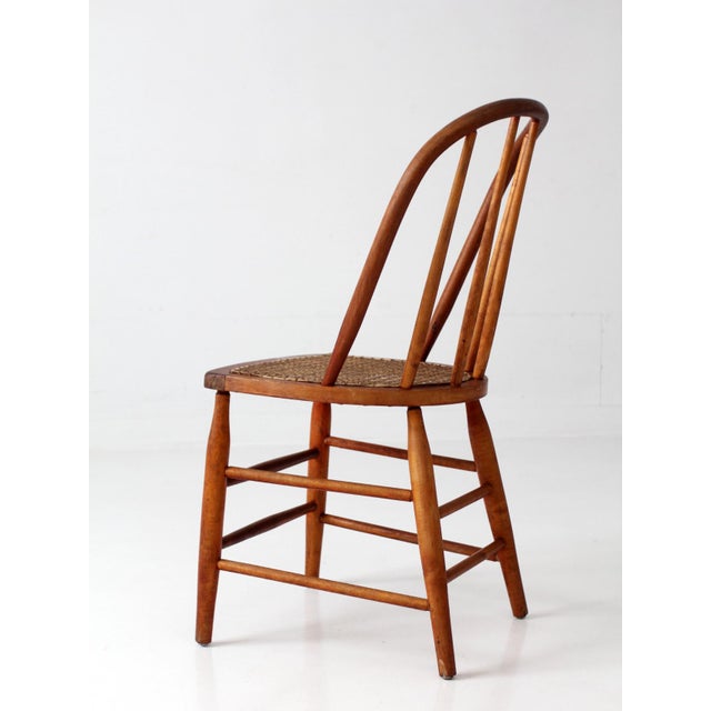 Brown Antique Windsor Style Cane Seat Chair For Sale - Image 8 of 14