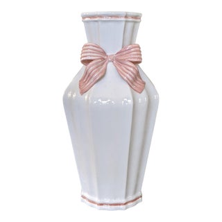 Vintage Italian Porcelain Trompe l'Oeil Tied Ribbon Bow Vase For Sale