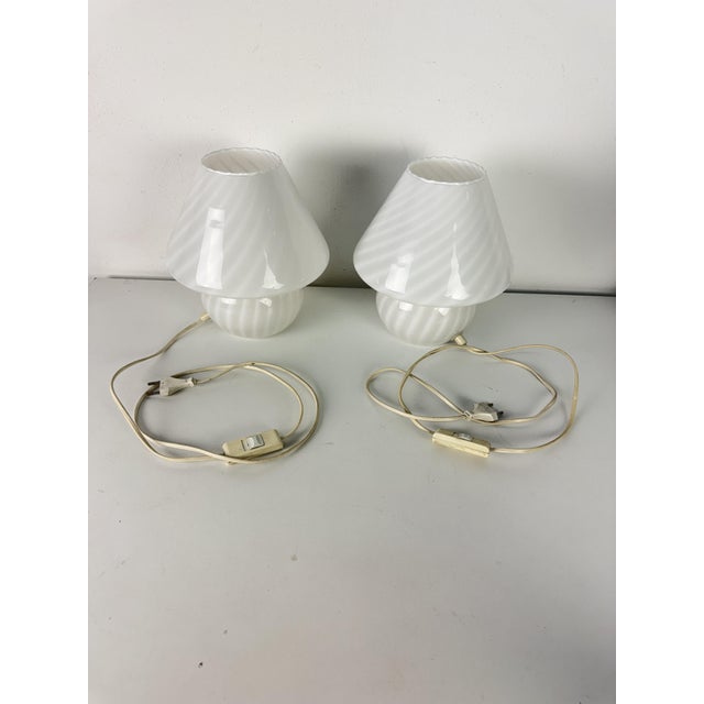 Venetian Murano Glass Bedside Lamps, 1960, Set of 2 For Sale - Image 9 of 12