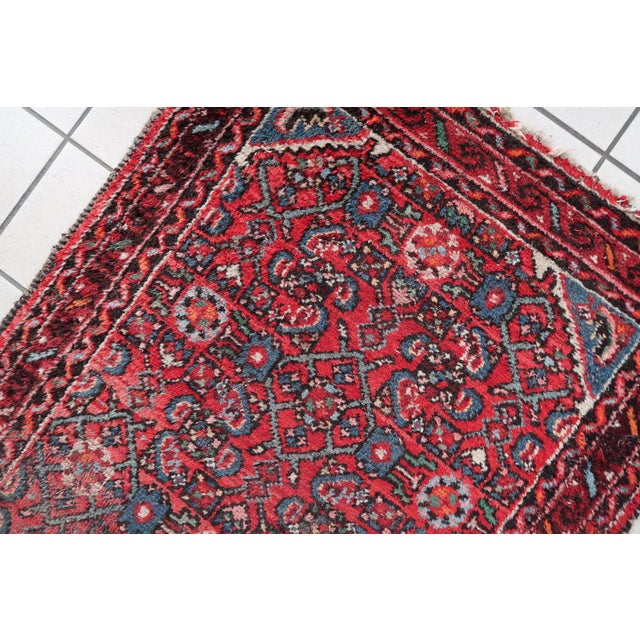 Textile 1920s, Distressed Antique Persian Hamadan Runner 2.8' X 9.11' For Sale - Image 7 of 12