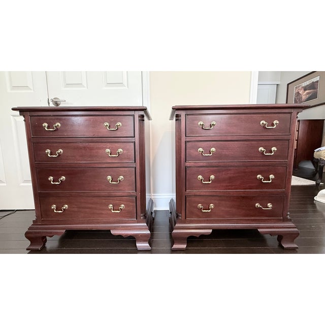 This Henkel Harris solid mahogany pair of Nightstands is a high-end, traditional, American-made piece known for superior...