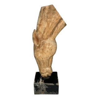 Light Wood Horse Head Sculpture For Sale