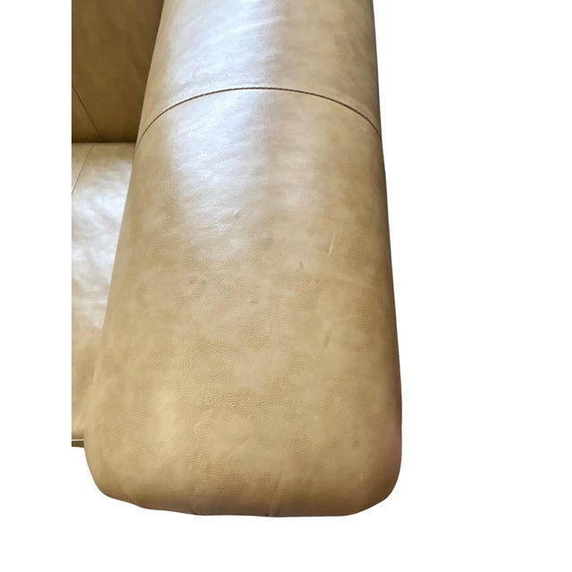 Hand-Carved Cognac Leather Loveseat With Exposed Wood Frame Traditional European Style 71”w For Sale In Greensboro - Image 6 of 12