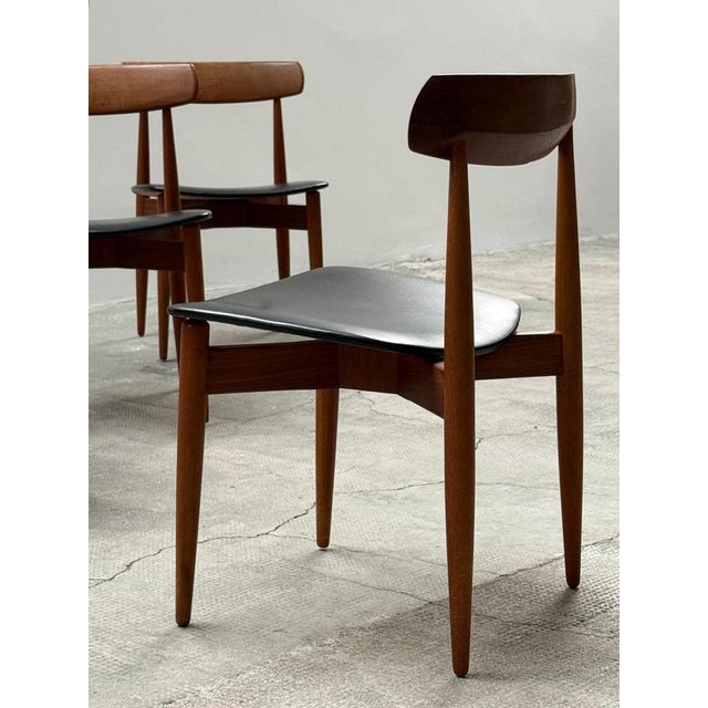 Vintage Danish Dining Chairs in Teak and Black Leather by H.W. Klein for Bramin, Denmark, 1960s, Set of 4 For Sale - Image 9 of 16