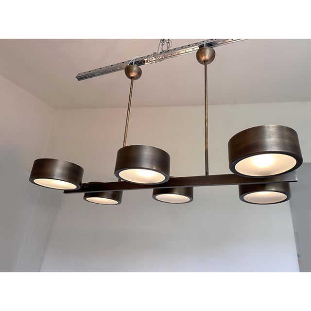 Early 21st Century Italian Rectangular Burnished Hanging Light by Simoeng For Sale - Image 5 of 9
