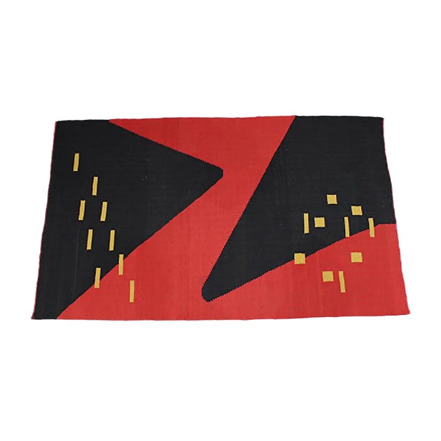 Modernist Geometric Kilim Style Carpet, 1959 For Sale