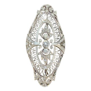 Estate Art Deco 1 Ct Diamond Platinum 12.5 Gm Pin / Broach VS Quality For Sale