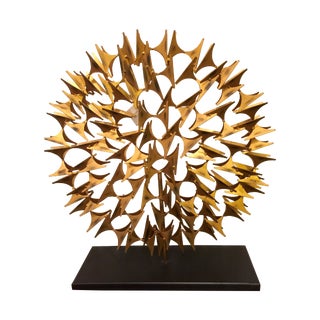 Round Gold Modern Sculpture For Sale
