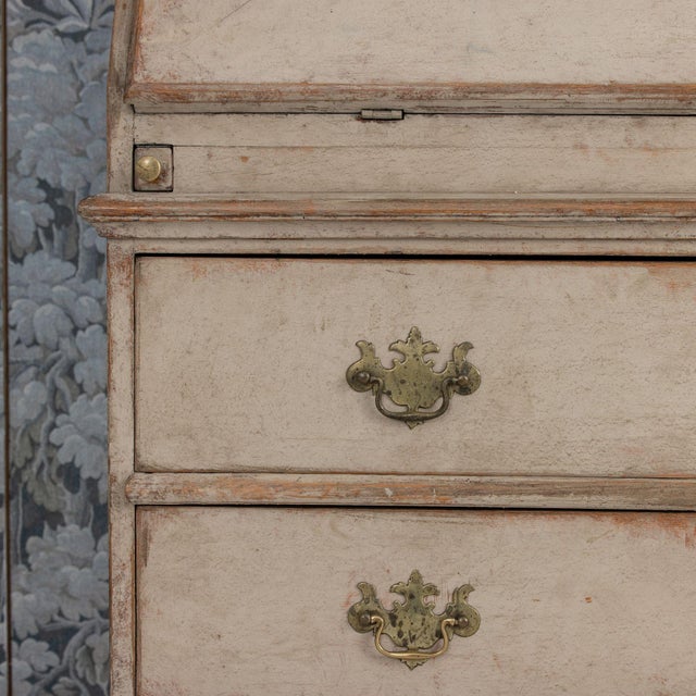 18th C. Swedish Gustavian Period Gray Painted Secretary With Library For Sale In Wichita - Image 6 of 18