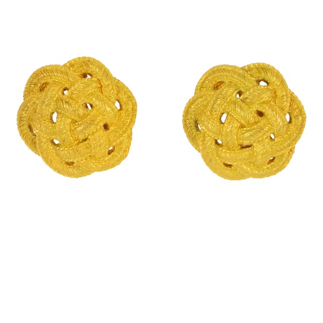 Ungaro Paris Braided Gilt Metal Pair of Clip Earrings For Sale