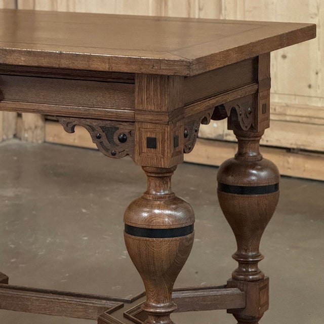 19th Century Dutch Jacobean Style Oak Table With Ebonized Trim For Sale - Image 9 of 18