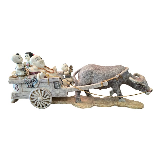 Mid Century Hollywood Glamour Sculpture Buddha Carriage For Sale
