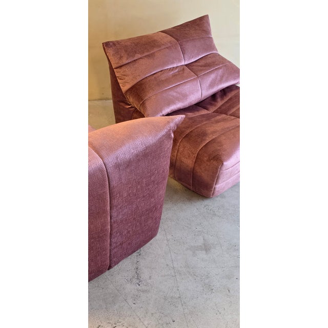 Vintage Lounge Chairs in Velvet Rose Fabric by Marc Held for Dunlopillo, 1970s, Set of 2 For Sale - Image 9 of 14