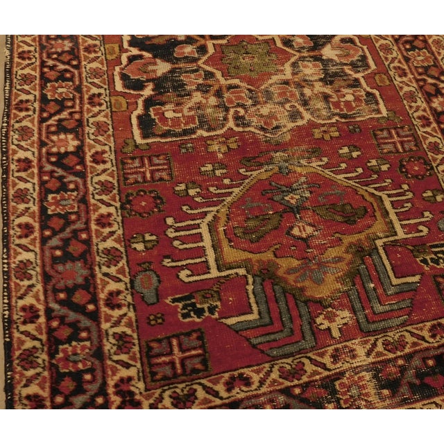 1930s Antique Hand Knotted Persian Karaja Accent Rug 2'10"x 4'4" For Sale - Image 9 of 13