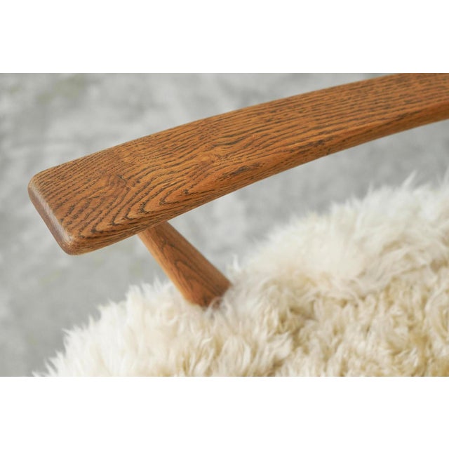 Rocking Chair in Oak and Sheepskin, France, 1960s For Sale - Image 12 of 14