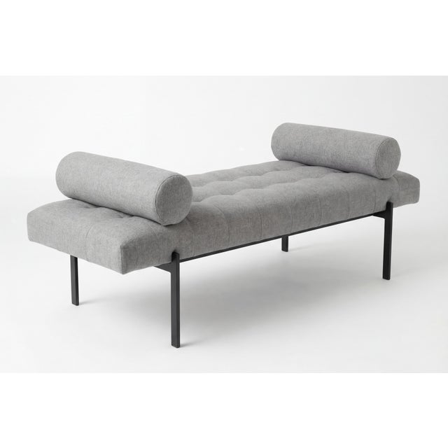Mid-Century Modern 1970s Mid Century Modern Mohair Bronze Bench With Bolsters For Sale - Image 3 of 4