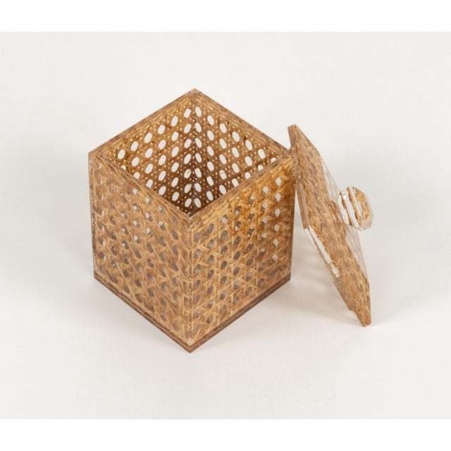 Wood Mid-Century Modern Box in Acrylic and Rattan from Christian Dior, 1970s For Sale - Image 7 of 16