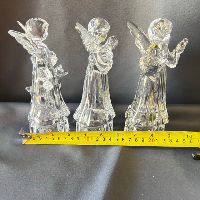 Mikasa Vintage French Crystal Musical Angel Trio, Sculptural Holiday Decor For Sale - Image 4 of 9