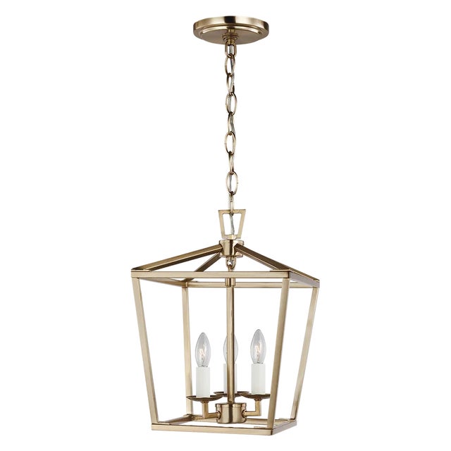 Traditional Chapman & Myers By Visual Comfort Studio Dianna 3-Light Mini Pendant in Satin Brass For Sale - Image 3 of 3
