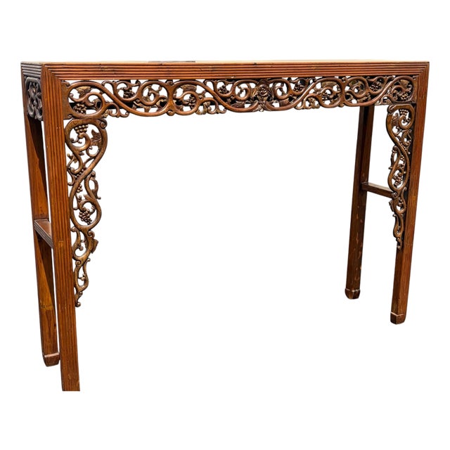 Heavily Carved Antique Asian Console / Altar Table For Sale