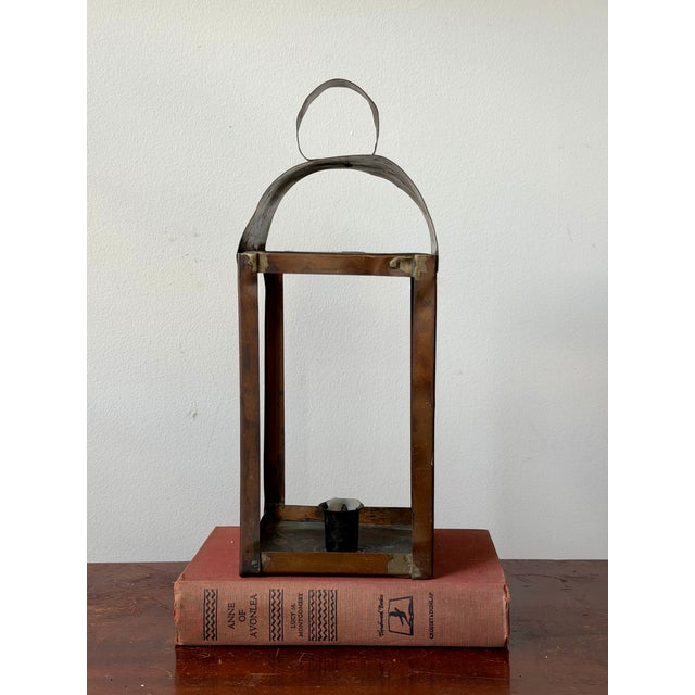 Farmhouse Antique Copper + Tin Lantern Candle Holder For Sale - Image 3 of 10