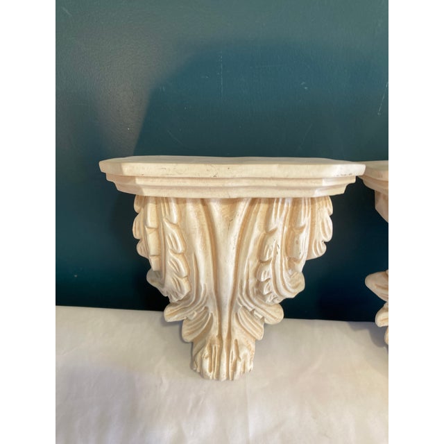 Vintage Concrete Wall Shelves Pair With Acanthus Detail For Sale - Image 4 of 13