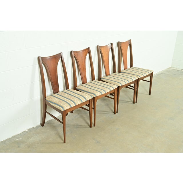 Mid-Century Modern Broyhill Brasilia Mid-Century Modern Sculpted Walnut Dining Chairs, Set of Four For Sale - Image 3 of 12
