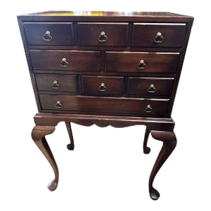 Vintage Hickory Chair Co. Mahogany Queen Anne Style Silver Chest of Drawers C.1940