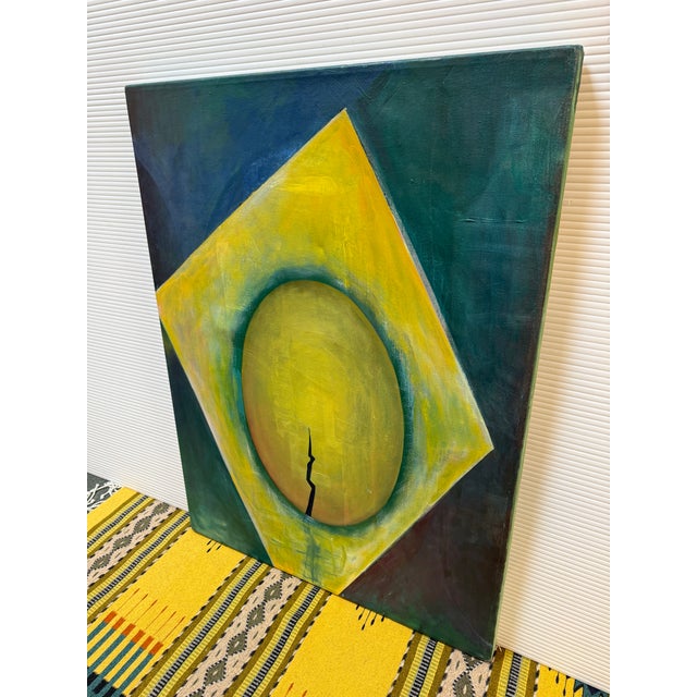Josh Podoll Abstract Brazilian Flag Original Painting, Signed For Sale - Image 4 of 12