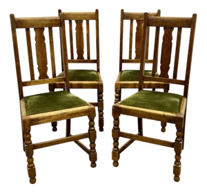 Vintage English Oak Chairs, 1930s, Set of 4