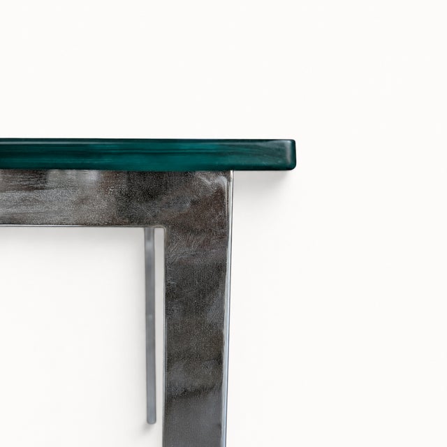 Late 20th Century Vintage Modernist Chrome and Clear Glass Square Side Table For Sale - Image 5 of 17