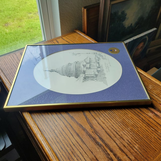 Vintage Don Cannavaro Framed and Signed Lithograph ' Us Capitol Dome Washington TexasThriftJunkie (560) For Sale - Image 14 of 17