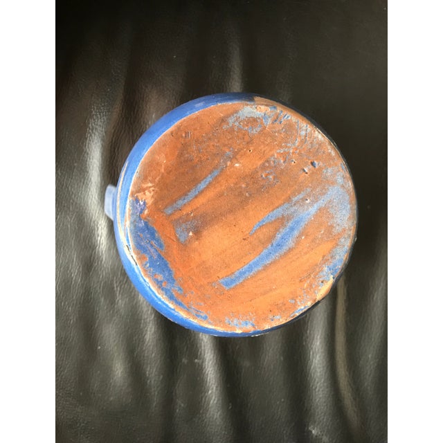 1880’s Vintage European Blue Ceramic Handpainted Milk Jug / Pitcher For Sale - Image 4 of 5