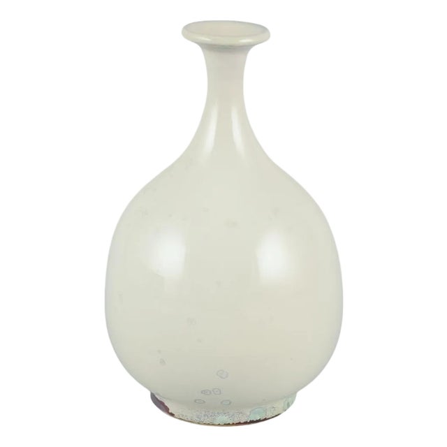 Swedish Ceramic Vase with Slender Neck by Sven Hofverberg For Sale
