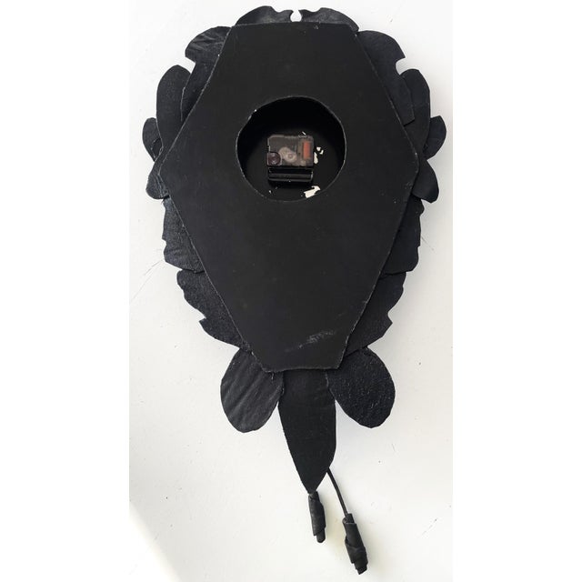 Large Handcrafted Wall Clock in Leather, 1970s For Sale - Image 3 of 9