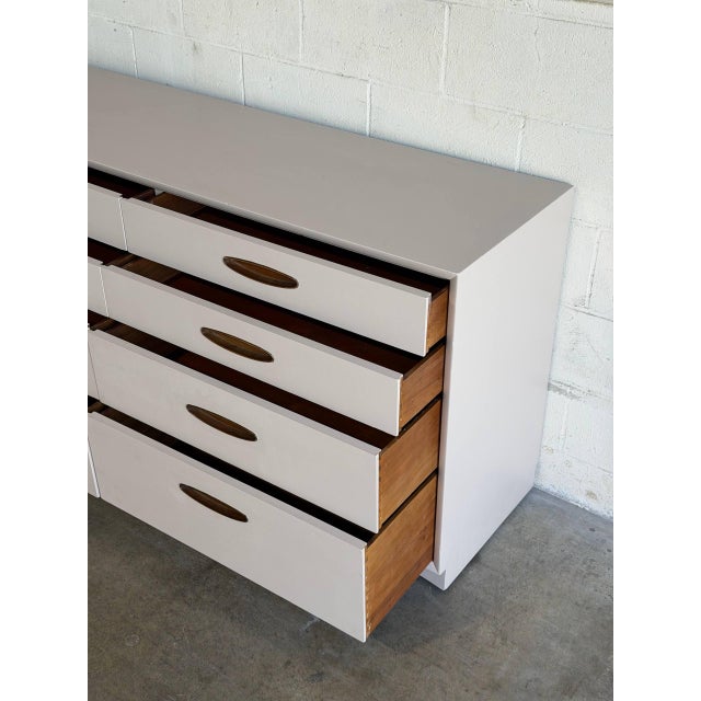 In Style of Henredon Painted Walnut Dresser Lowboy Mid-Century Modern 1960s For Sale - Image 10 of 10