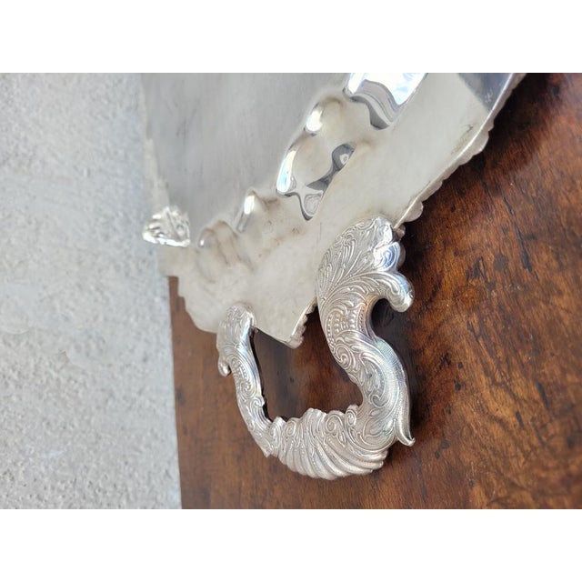 Vintage Silver Metal Tray For Sale - Image 5 of 17