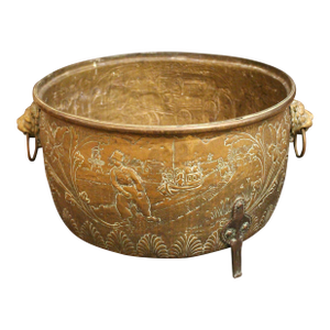 C. 1880 Dutch Repousse Brass Jardiniere